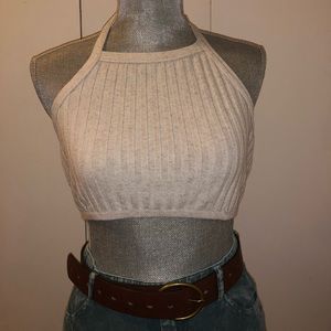 Creamy Tan Crop Top: Fits Small and Medium too